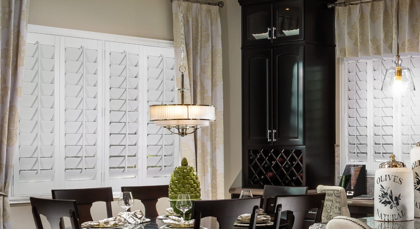 Plantation shutters in a kitchen